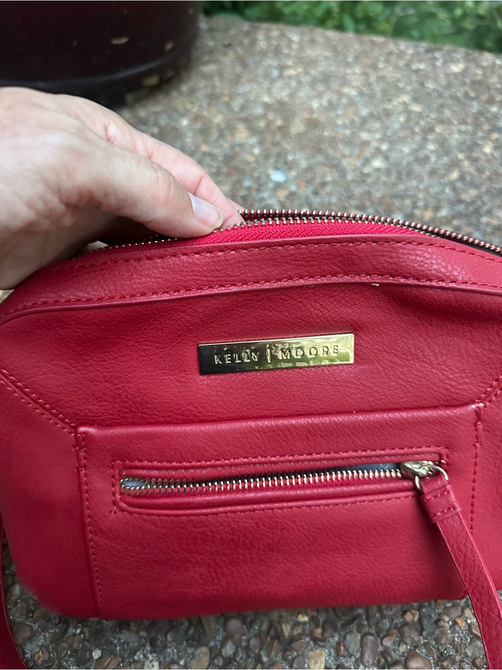 Kelly Moore Vibrant Red Leather Wristlet with Gold Tone Hardware